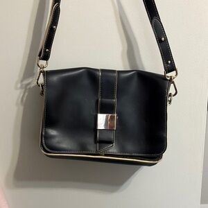 Ivanka Trump Black and Gold Shoulder Bag